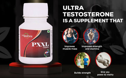 Hashmi PXXL Capsules for Men, Unani herbal capsules showing the capsule packaging with branding and label details.