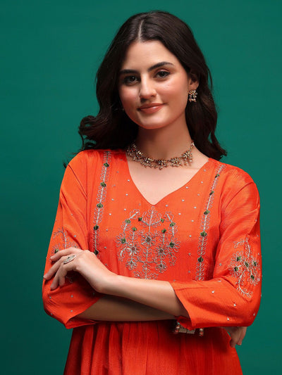 Indyancart SN Women's Floral Embroidered Kurta with Trousers & Dupatta