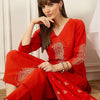 Dhiyona IE Floral Printed Thread Work Pure Cotton Kurta With Palazzos