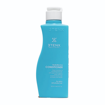 3TENX Hydrarevive conditioner for dull, dehydrated hair, showing a sleek bottle with hydrating formula to restore shine and moisture.