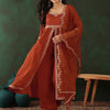 Dhiyona SN Women's Sequence Embroidered Front Slit Kurta With Trousers & Dupatta