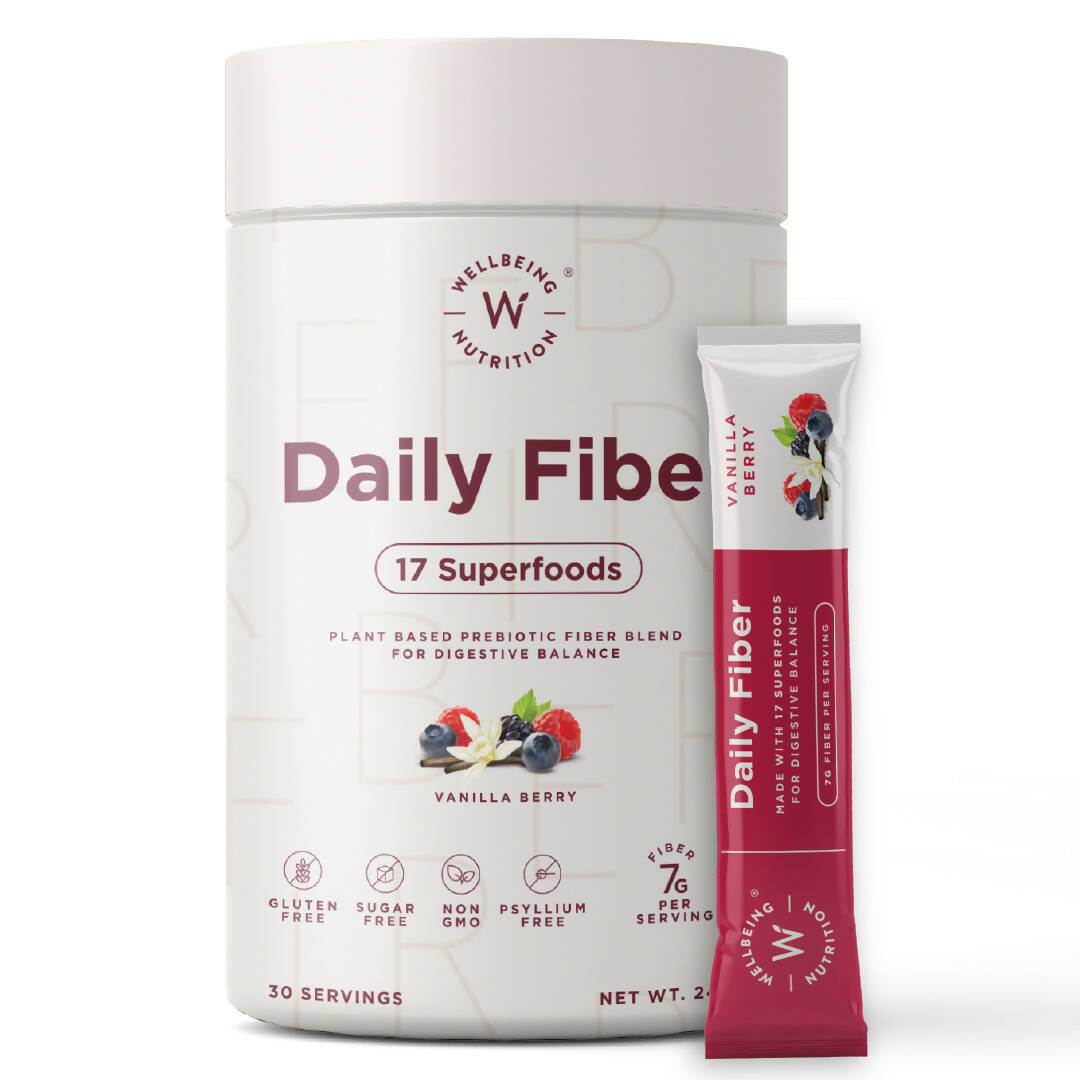 Wellbeing Nutrition Daily Fiber Powder-Vanilla Berry Flavor - Indyancart