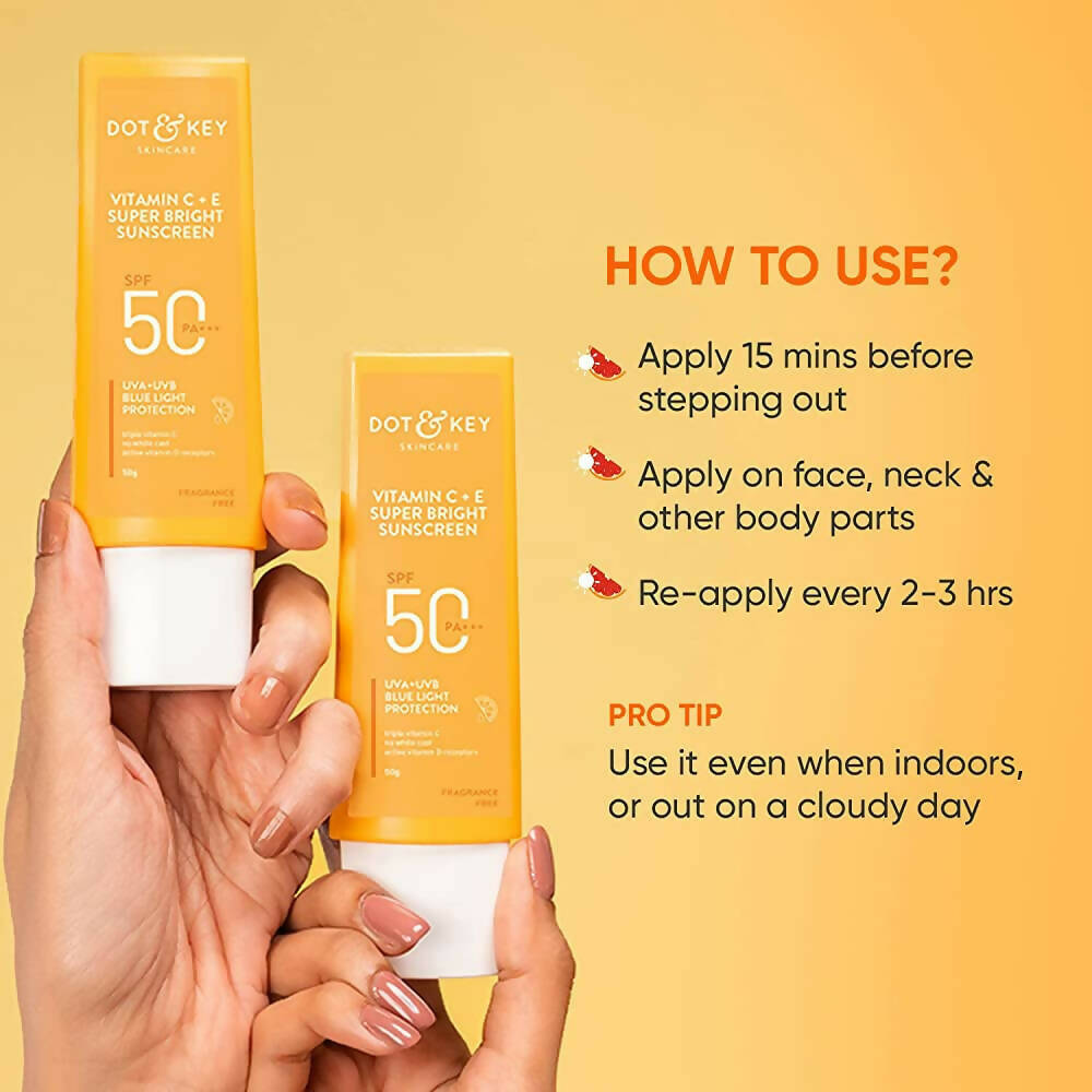 Dot & Key Vitamin C + E Super Bright Sunscreen SPF 50+++ - Indyancart