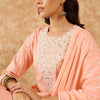Dhiyona IE Floral Printed Straight Mirror Work Kurta with Trousers & Dupatta