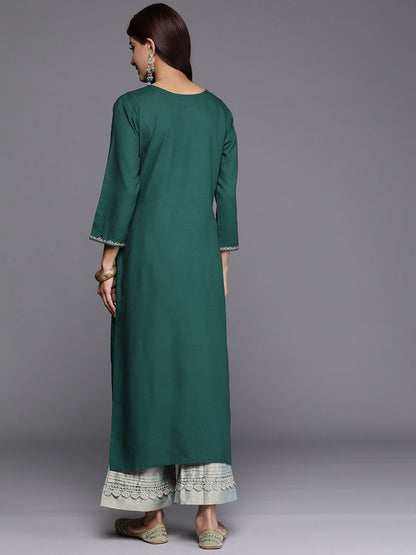 Indyancart IE Pack of 2 Yoke Embroidered Thread Work Kurta