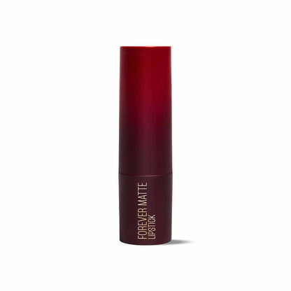 Lakme Forever Matte Lipstick in Pink Prom with French Rose Oil, showing the lipstick tube and swatch on lips.