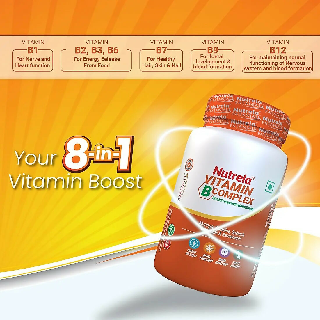 Patanjali Nutrela Vitamin B-complex Capsules - Indyancart