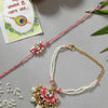 Dhiyona Pack Of 2 Kundan Studded & Beaded Bhaiya Bhabhi Rakhi With Roli Chawal