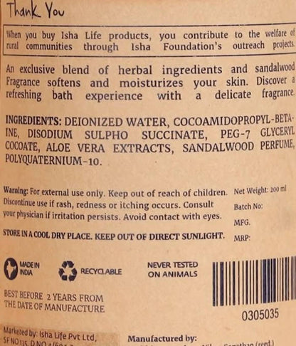Isha Life Sandalwood Body Cleanser