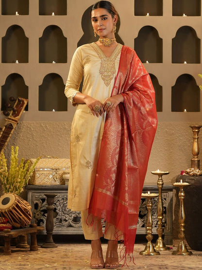 Women Ethnic Motifs Embroidered Kurta with Trousers & Dupatta