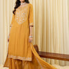 Indyancart IE Women Ethnic Motifs Embroidered Regular Thread Work Pure Cotton Kurta with Trousers & With Dupatta