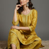 Indyancart VA Women Ethnic Motifs Embroidered Regular Thread Work Silk Crepe Kurta with Palazzos & With Dupatta