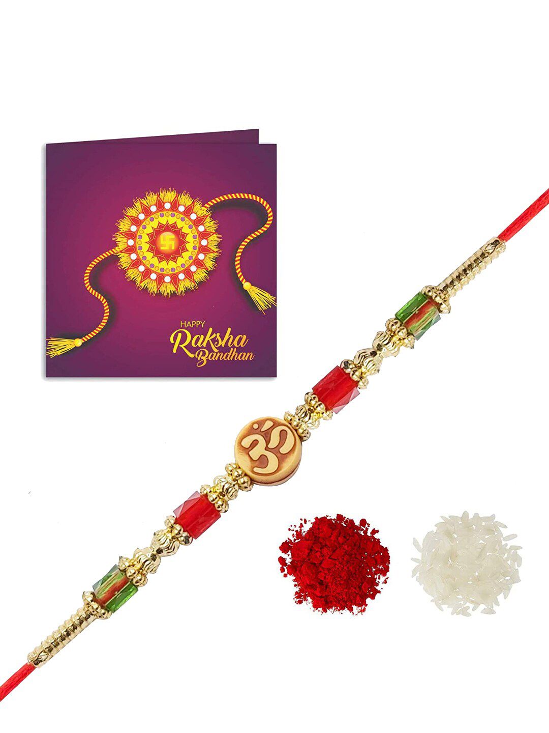 Anouk Unisex Beaded Thread Rakhi With Greeting Card
