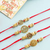 Dhiyona Set Of 2 Stones Studded Swastik Design Thread Rakhis & Roli Chawal Chandan