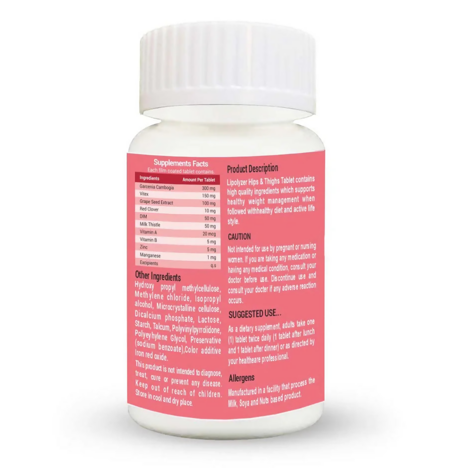 NutroActive Lipolyzer Ayurvedic tablets for hips and thighs weight management, showing a bottle of NutroActive herbal tablets.