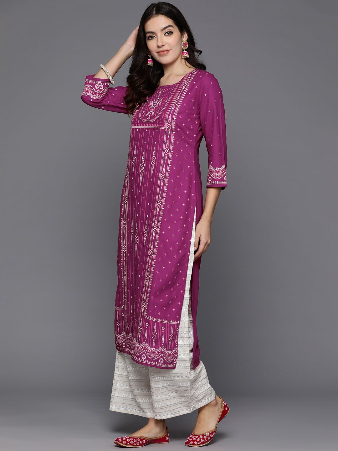 Indyancart IE Pack of 2 Ethnic Motifs Printed Kurta