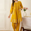 Dhiyona IE Embroidered Round Neck Thread Work Pure Cotton Kurta With Trousers