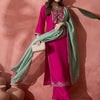 Dhiyona SN Women's Zari Sequence Embroidered Straight Kurta Trousers With Dupatta