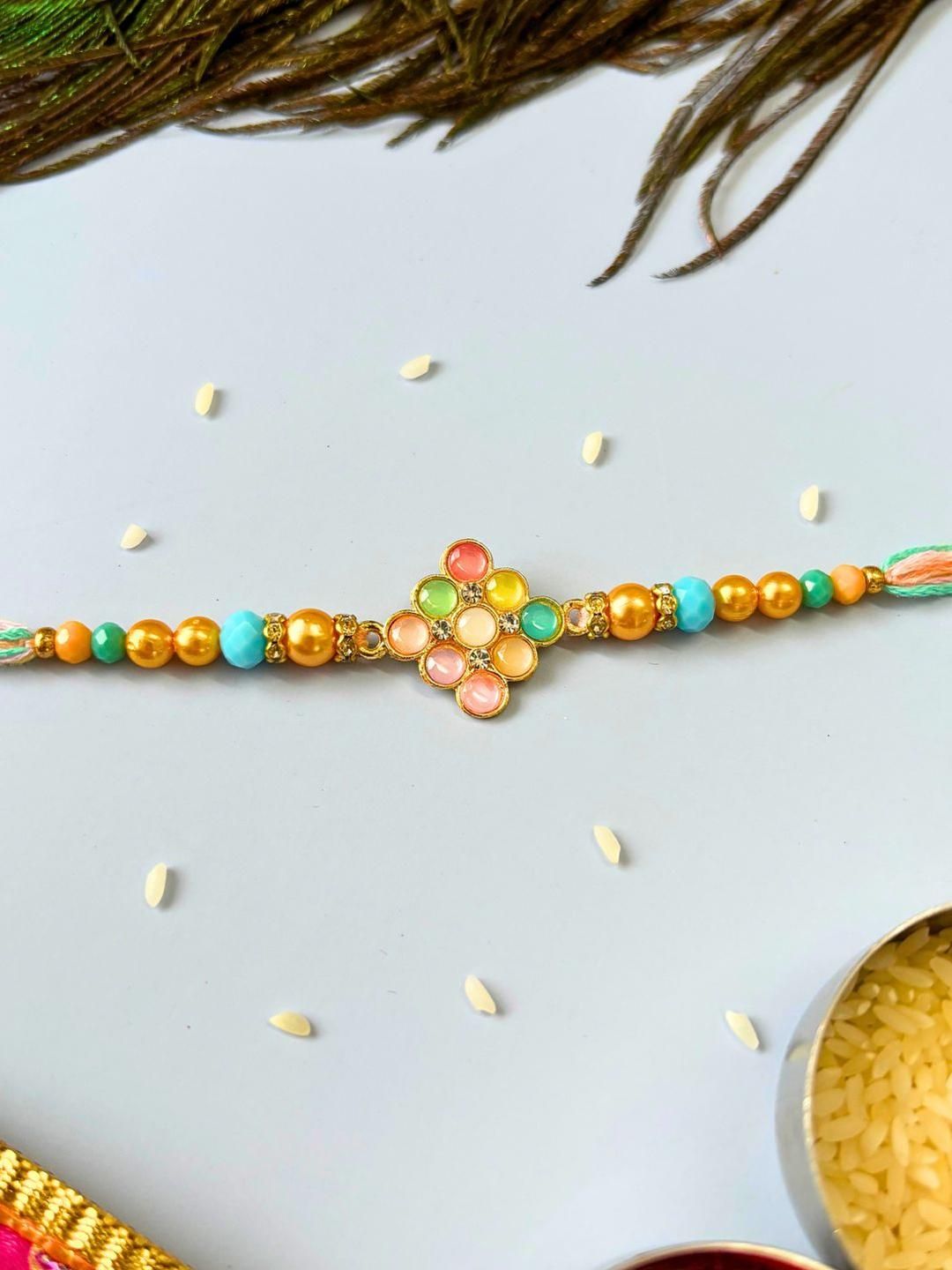 Anouk Set of 2 Meenakari Kundan Traditional Handmade Rakhi