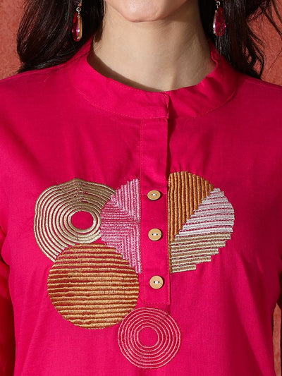 Indyancart SN Women's Embroidered Pure Cotton A-Line Kurta & Trouser With Dupatta