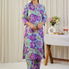 Dhiyona IE Floral Printed V-Neck Pure Cotton Straight Kurta With Trousers