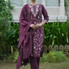 Indyancart IE Women Floral Embroidered Regular Thread Work Kurta with Trousers With Dupatta