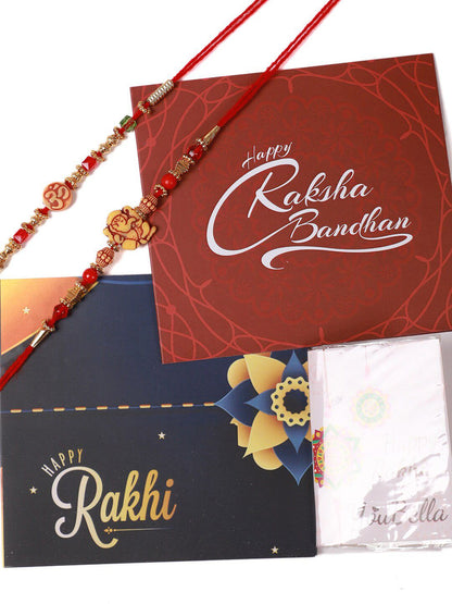 Anouk Unisex Set Of 2 Beaded Thread Rakhi With Greeting Card
