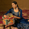 Indyancart IE Ethnic Motifs Embroidered Zari Straight Kurta with Trousers & Dupatta