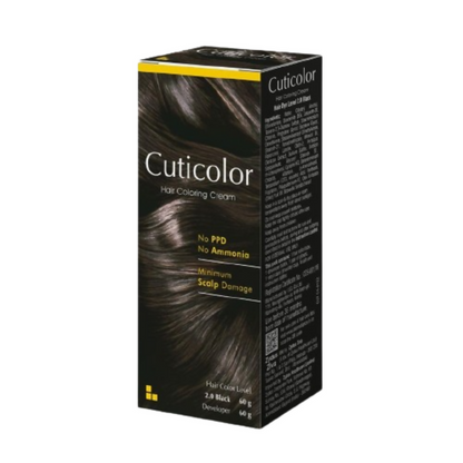Cuticolor Black Hair Color Cream in a tube, showing the vibrant black hair dye for bold, long-lasting hair coloring.