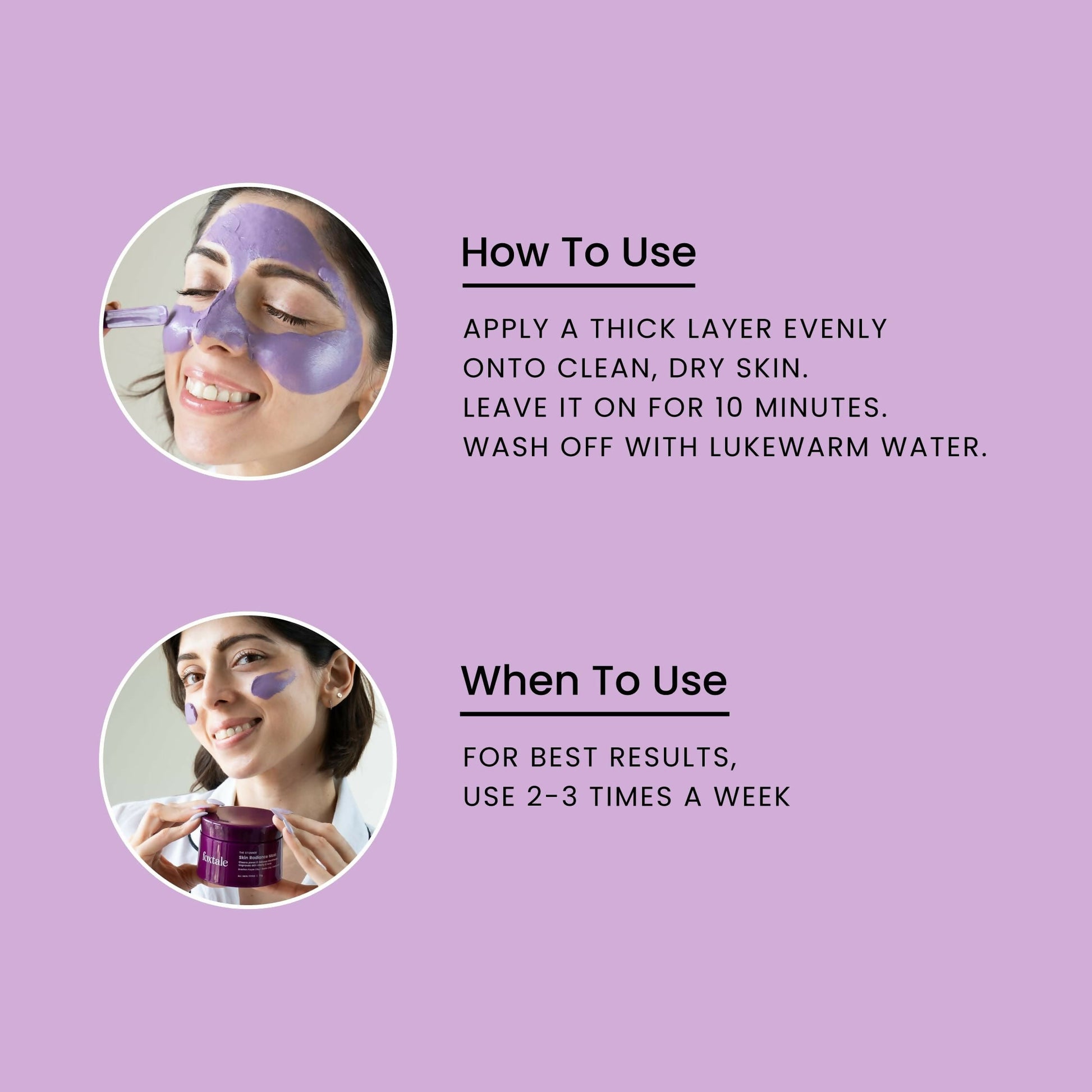 Foxtale De-Tan Face Mask with clay and lactic acid for glowing skin, tan removal, blackhead reduction, and instant brightness.