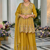 Indyancart IE Ethnic Motifs Embroidered V-Neck Sequinned Anarkali Kurti with Palazzos & Dupatta