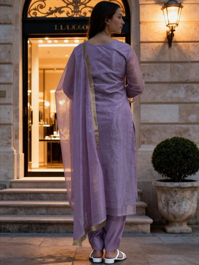 Indyancart IE Women Ethnic Motifs Embroidered Sequinned Kurta With Trousers & Dupatta