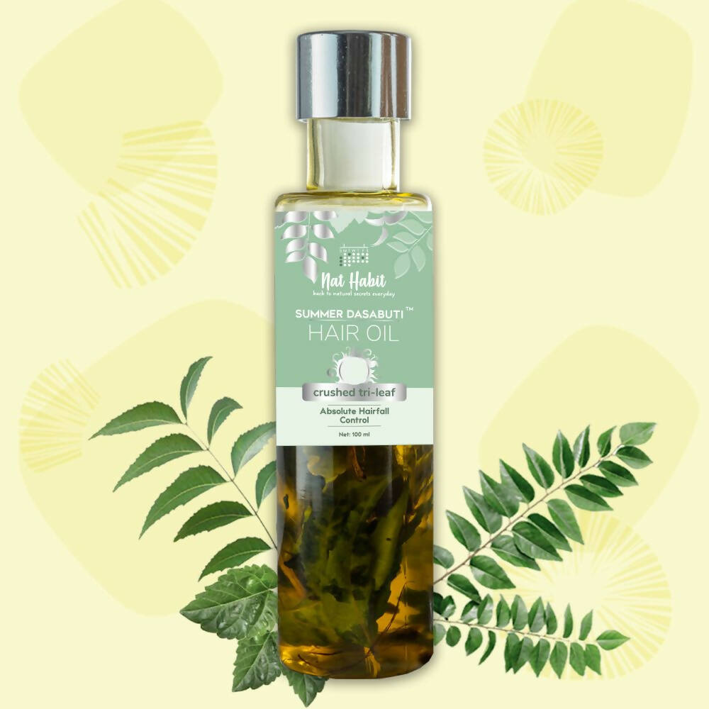 Nat Habit TriLeaf Hair Fall Control Summer Dasabuti Hair Oil - Indyancart