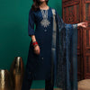 Indyancart SN Women's Sequin Embroidered Straight Kurta & Trousers With Dupatta