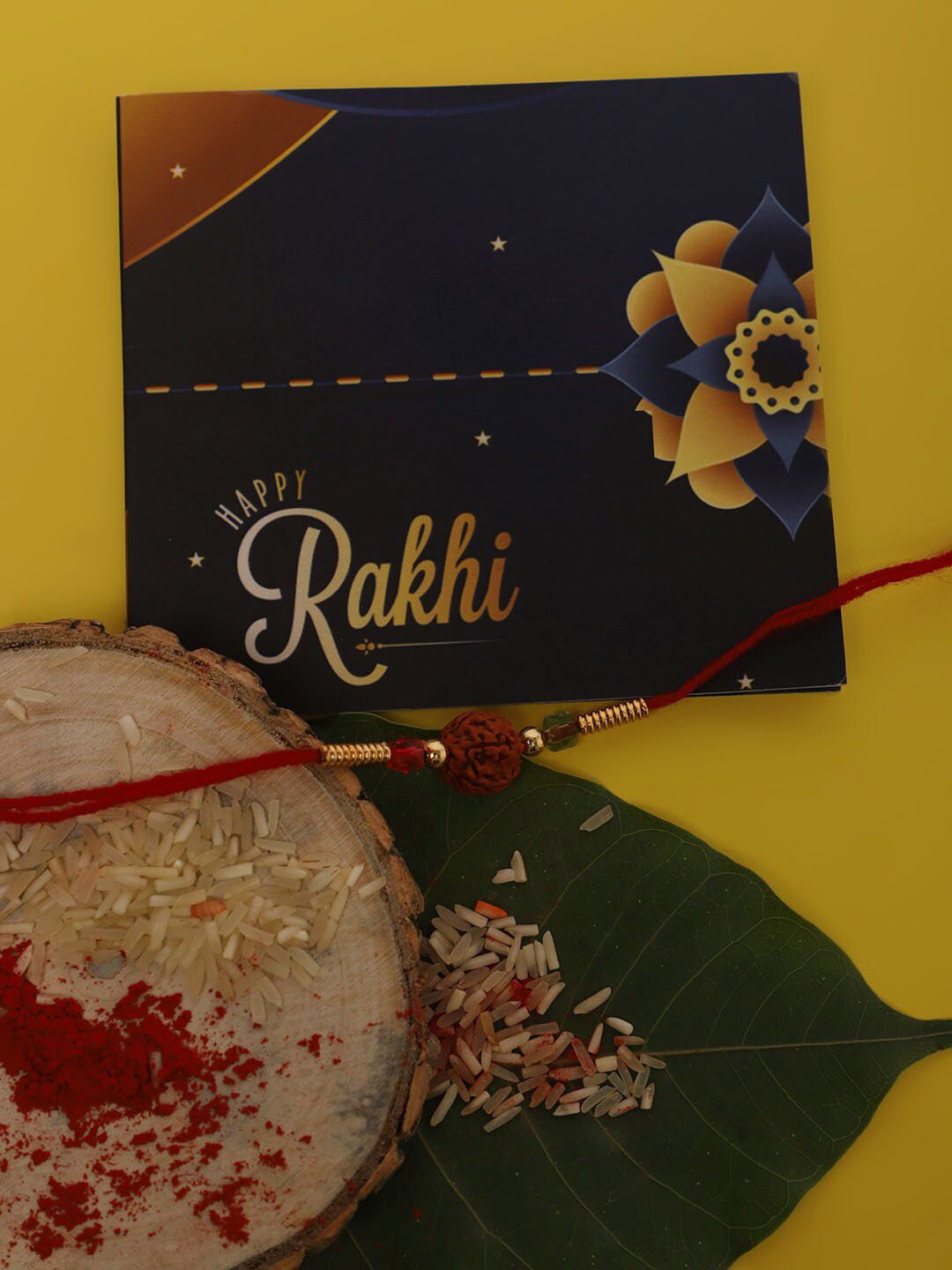 Anouk Butterfly Beaded Rakhi Greeting Card & Roli Chawal Card