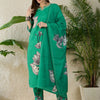 Dhiyona IE Women Floral Printed Regular Thread Work Kurta with Trousers & With Dupatta
