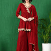Dhiyona SN Women's Lace Detail V-Neck Pleated Anarkali Kurta With Trouser & Dupatta