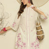 Dhiyona IE Women Embroidered Shirt Collar Cotton Top and Trousers Co-Ords