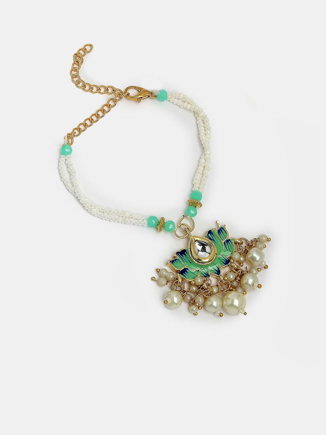 Anouk Kundan Studded And Beaded Lotus Shape Bhaiya Bhabhi Rakhis With Roli Chawal