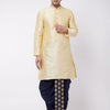 Men's Gold Silk Blend Straight Kurta and Dhoti Set