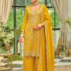 Dhiyona IE Ethnic Motifs Embroidered Round Neck Straight Kurta With Trousers & Dupatta