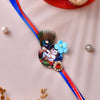 Dhiyona Blue Mor Pankh & Bal Gopal Beaded Rakhi With Roli Chawal & Greeting Card