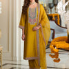 Dhiyona IE Women Ethnic Motifs Embroidered A-Line Kurta with Trousers & Dupatta