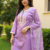 Dhiyona IE Ethnic Motifs Embroidered Notch Neck Sequinned Kurta With Trousers & Dupatta