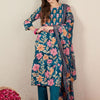 Indyancart IE Women Floral Printed Regular Pure Cotton Kurta with Trousers & With Dupatta
