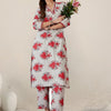 Indyancart IE Women Floral Printed Regular Pure Cotton Kurta with Trousers