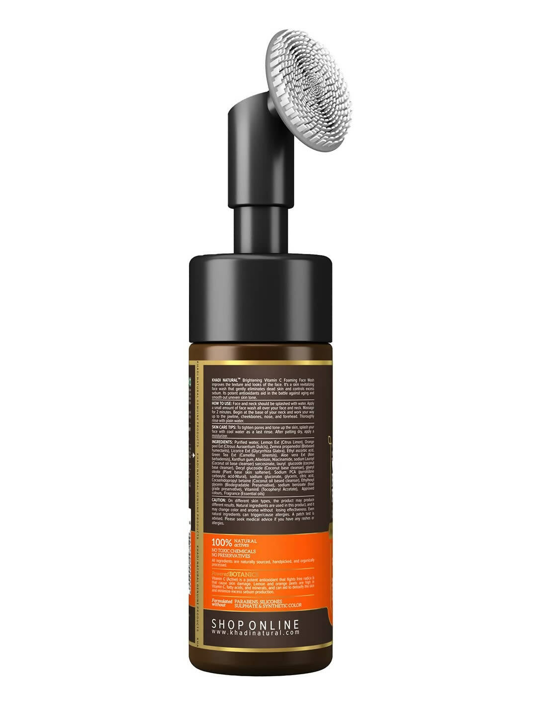Khadi Natural Vitamin C Foaming Face Wash with In- Built Face Brush - Indyancart