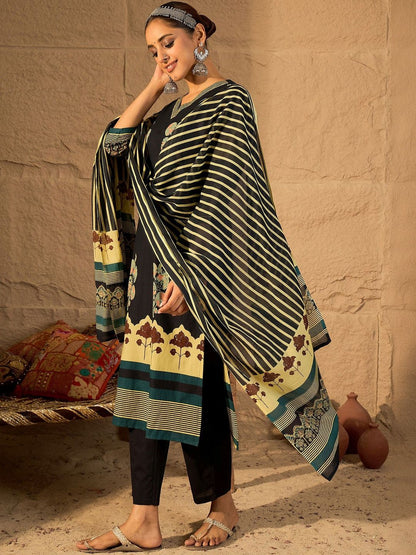 Women Ethnic Motifs Printed Regular Pure Cotton Kurta with Trousers & With Dupatta