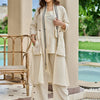 Indyancart IE Women Solid Cotton Top with Palazzo & Jacket