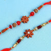 Dhiyona Set Of 2 Red Flower Rakhis Comes With Roli Rice & Greeting Card